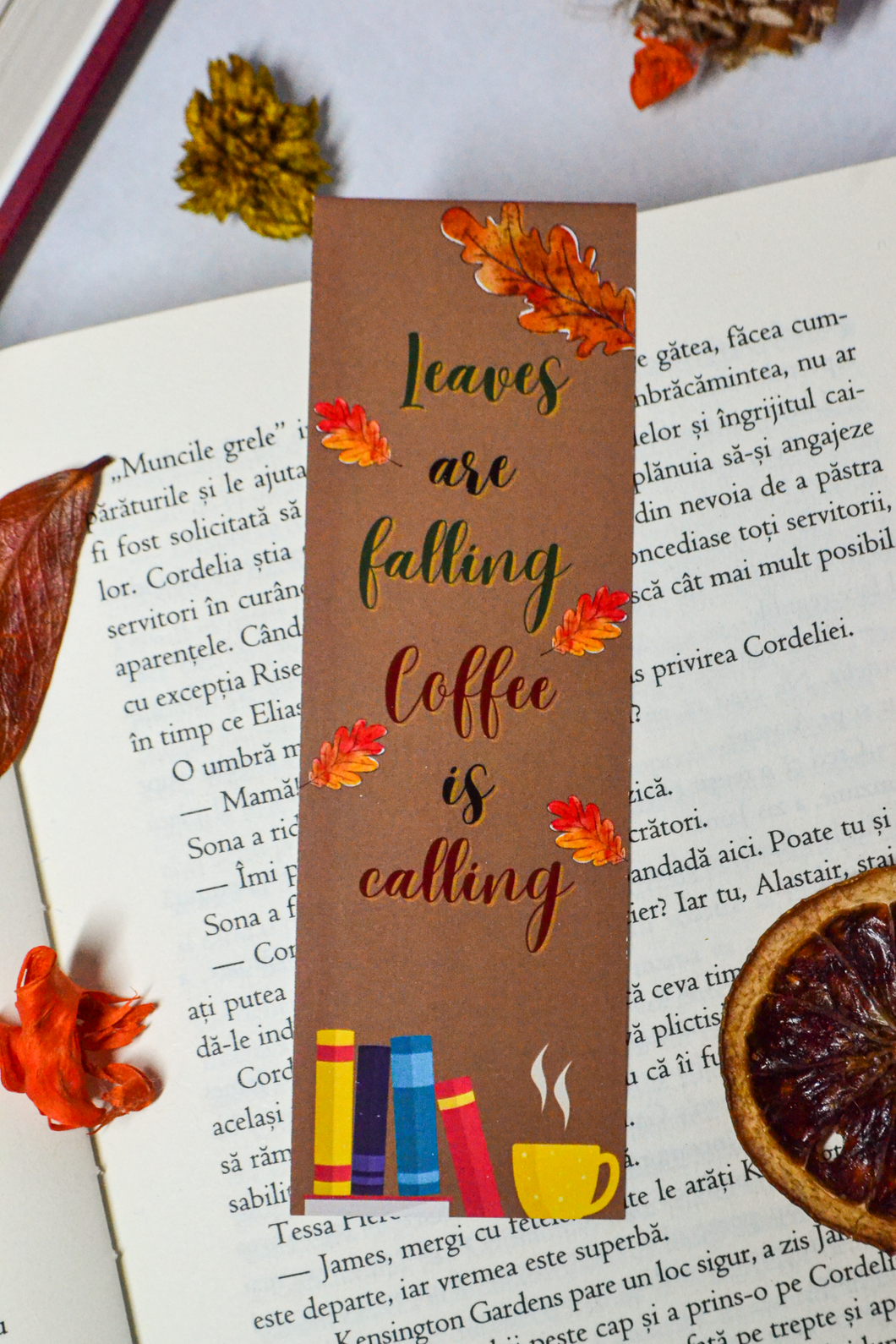 Semn de carte Leaves are falling, coffee is calling